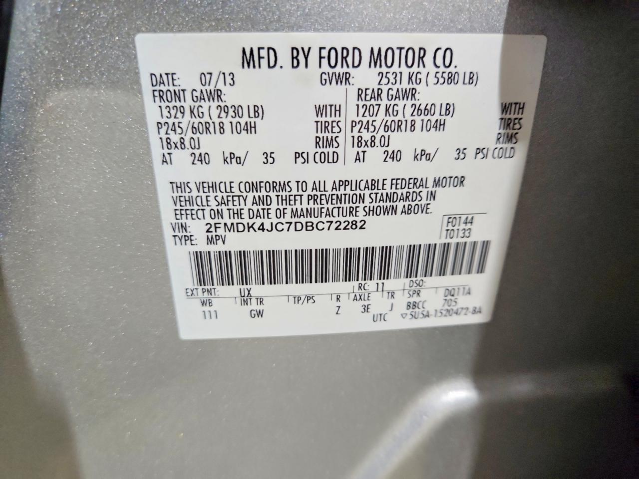 2013 FORD EDGE SEL photo 27