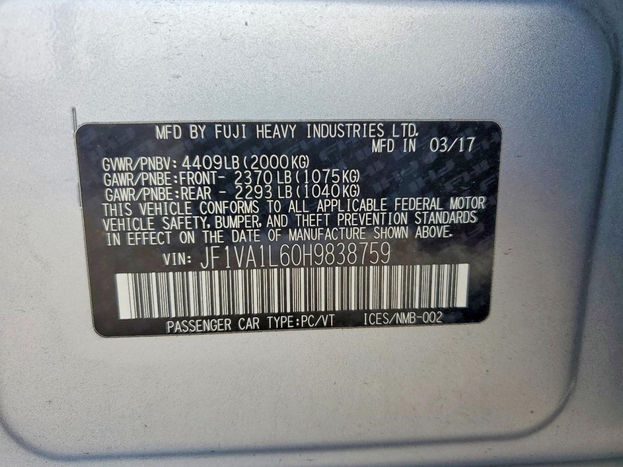 2017 SUBARU WRX LIMITED photo 12