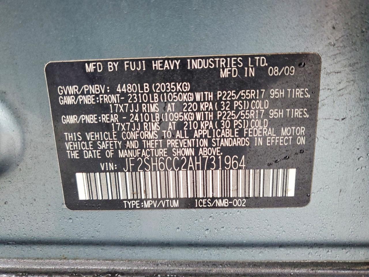 2010 SUBARU FORESTER 2.5X PREMIUM photo 13