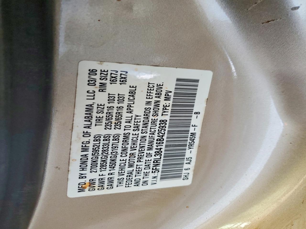 2006 HONDA ODYSSEY EX photo 27