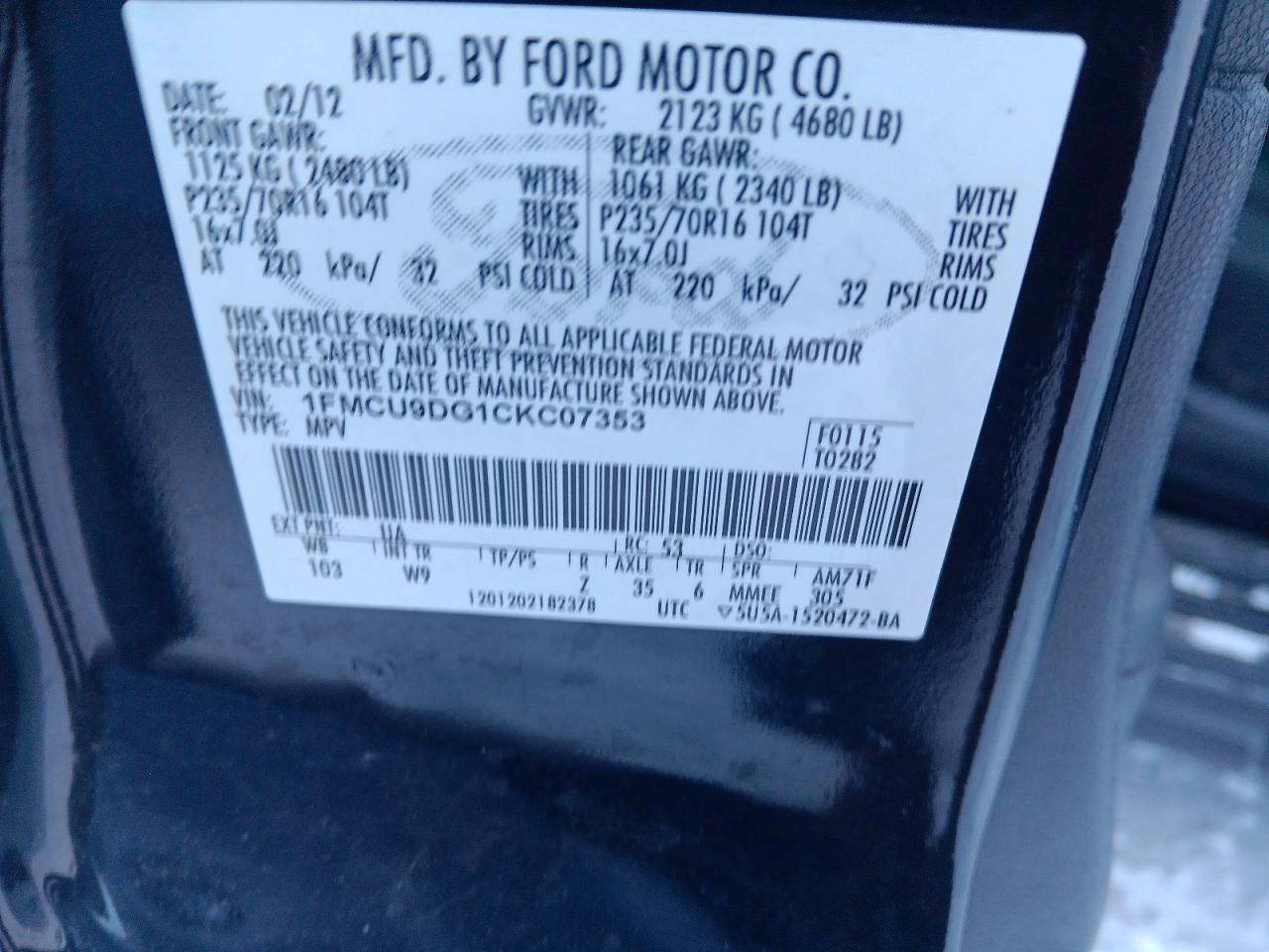2012 FORD ESCAPE XLT photo 12