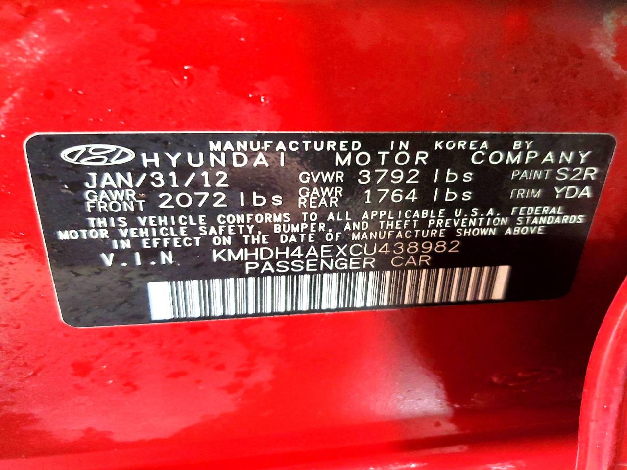 2012 HYUNDAI ELANTRA GLS photo 12