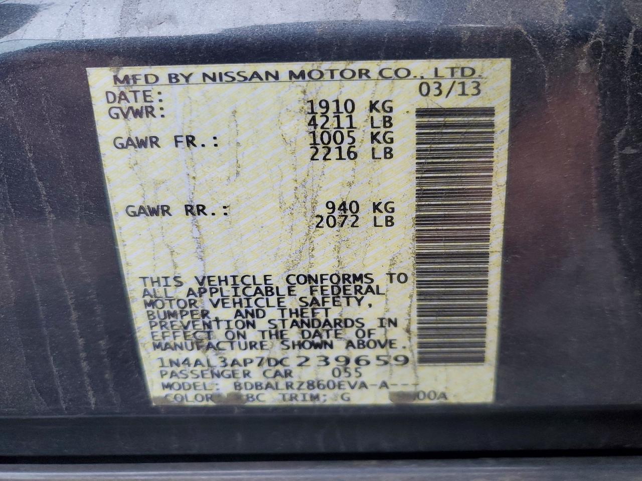 2013 NISSAN ALTIMA 2.5 photo 12
