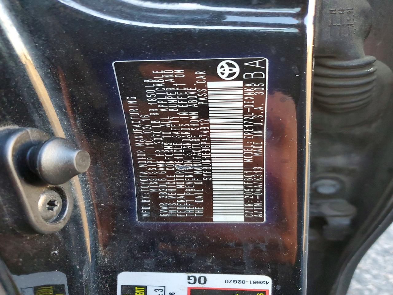 2016 TOYOTA COROLLA L photo 12