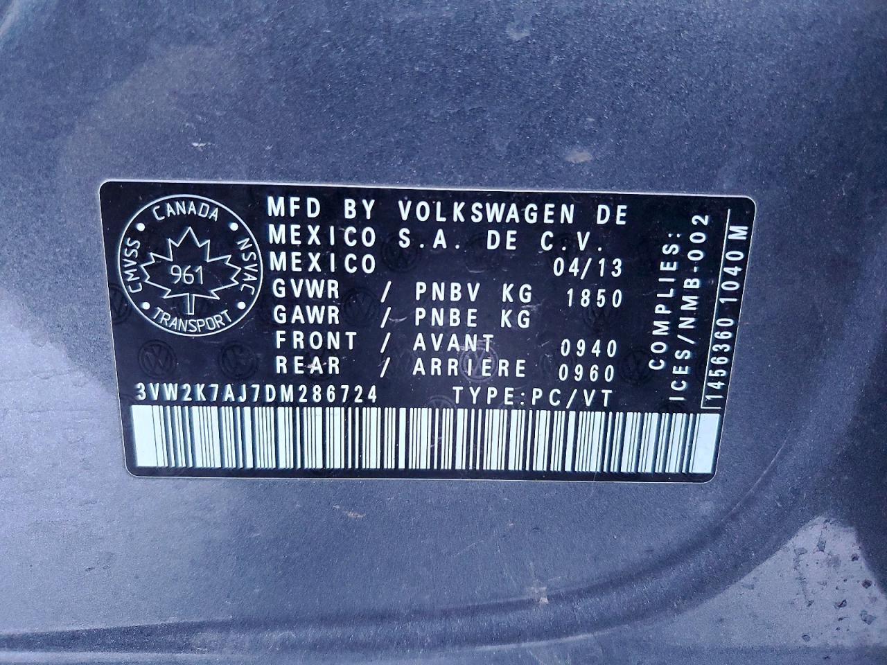 2013 VOLKSWAGEN JETTA BASE photo 13