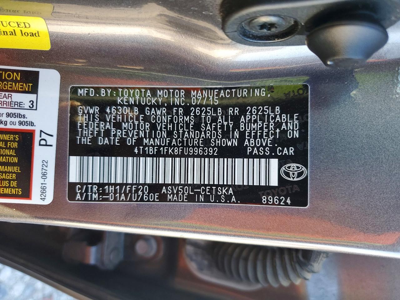 2015 TOYOTA CAMRY LE photo 23