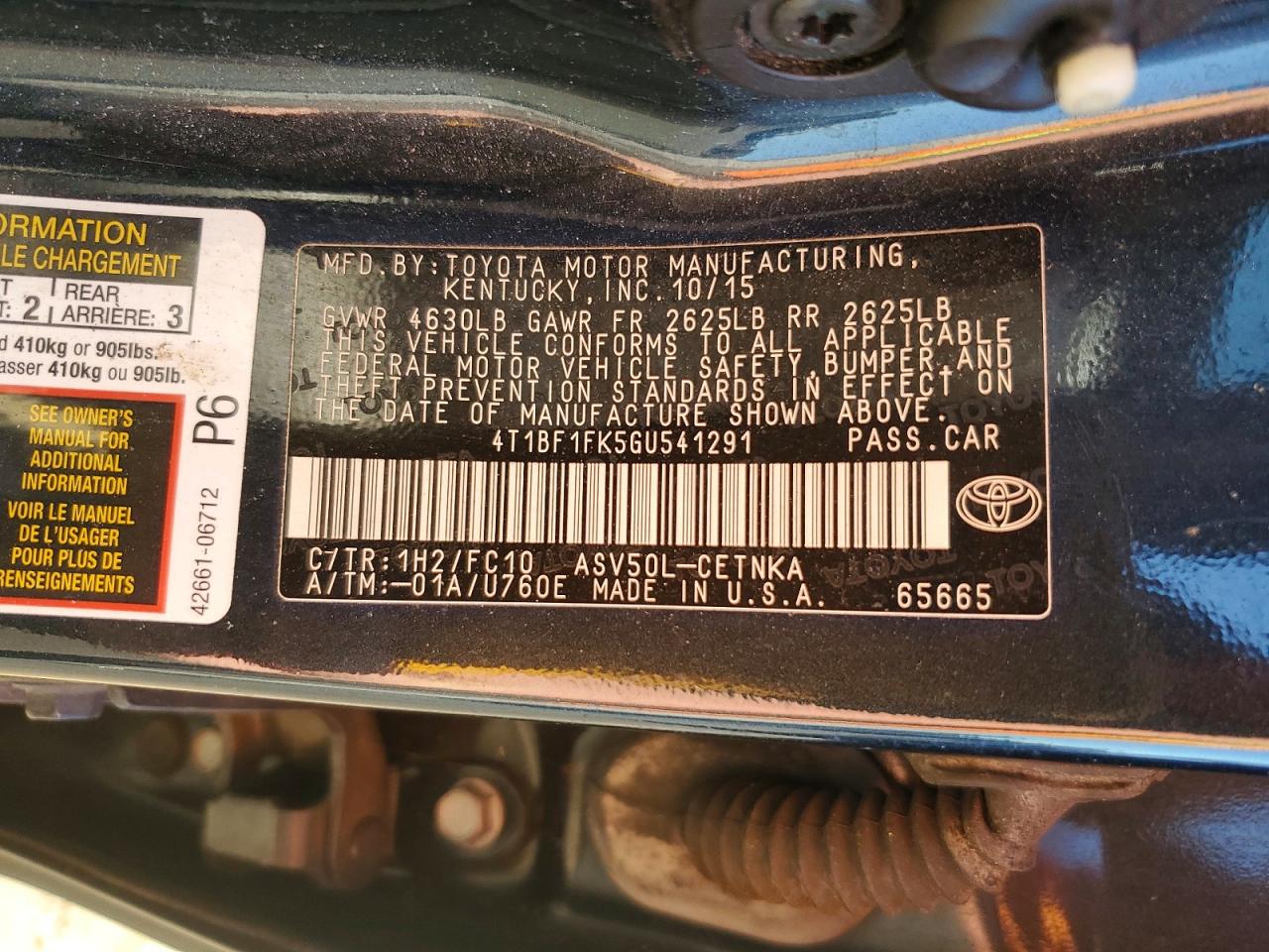 2016 TOYOTA CAMRY LE photo 37