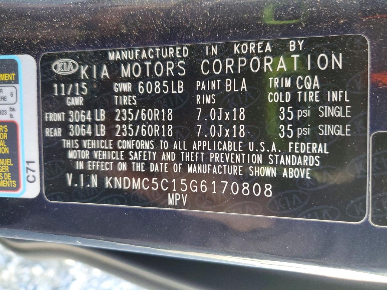 2016 KIA SEDONA EX photo 13