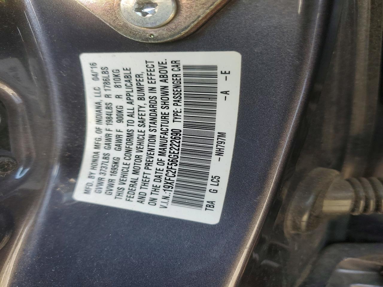 2016 HONDA CIVIC LX photo 12