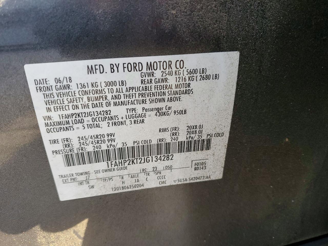 2018 FORD TAURUS SHO photo 34