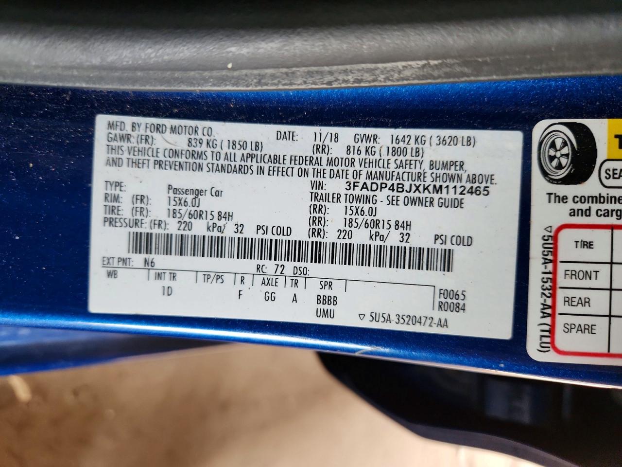 2019 FORD FIESTA SE photo 13