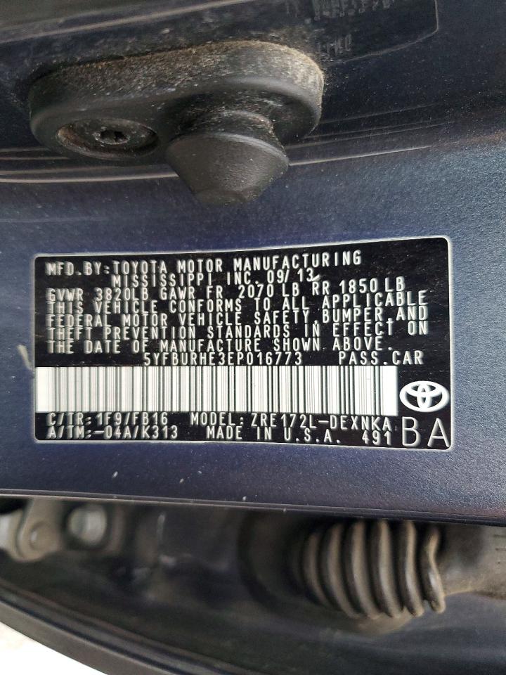 2014 TOYOTA COROLLA L photo 12