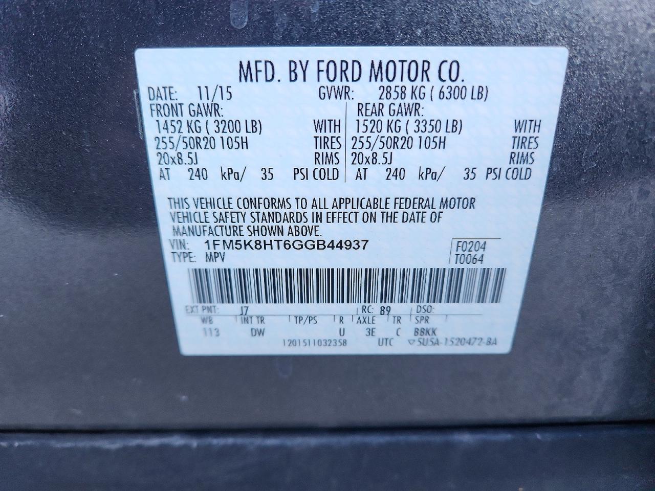 2016 FORD EXPLORER PLATINUM photo 13