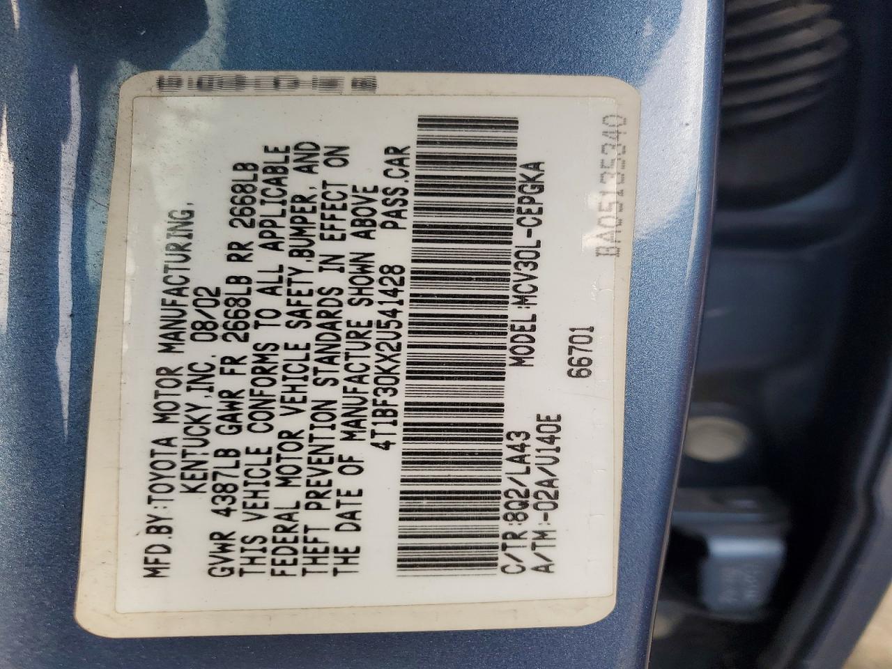 2002 TOYOTA CAMRY LE photo 23