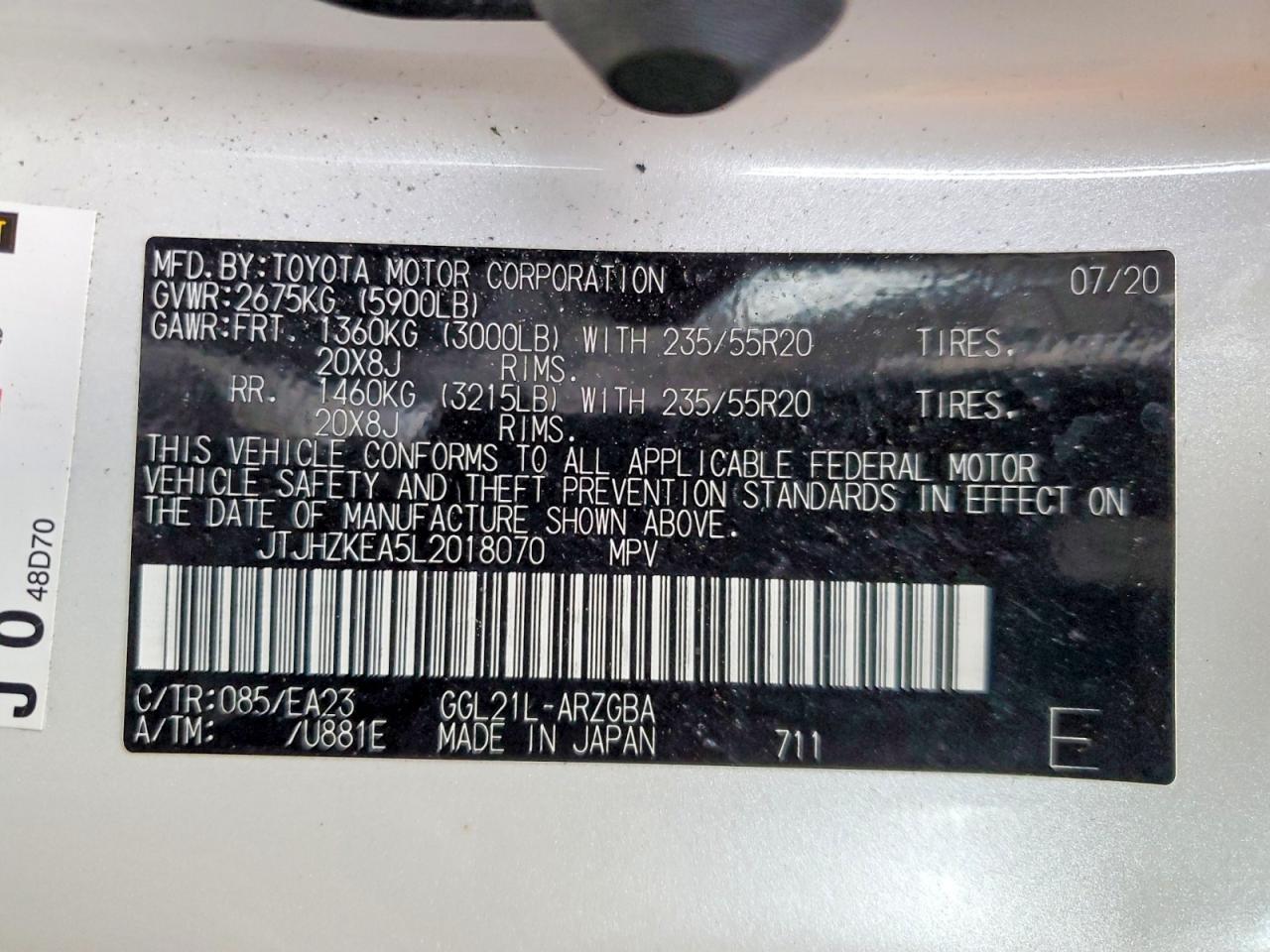 2020 LEXUS RX 350 L photo 14
