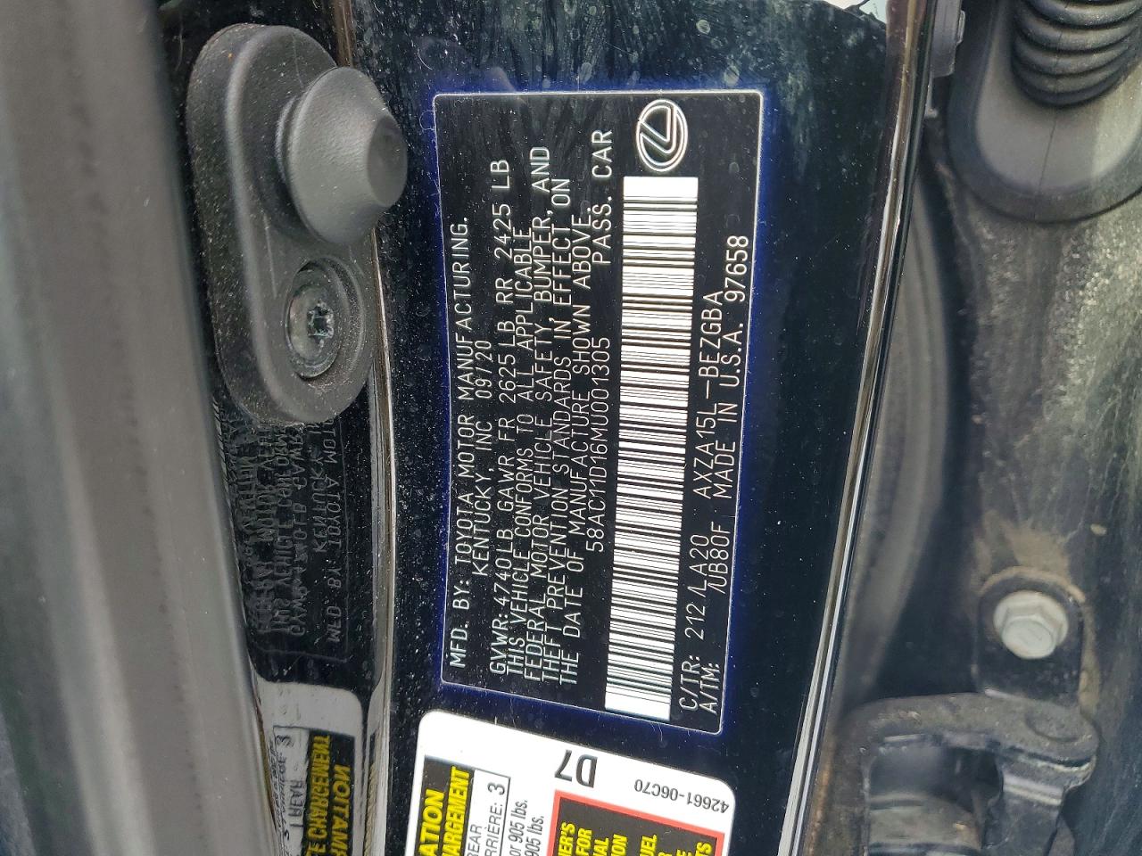 2021 LEXUS ES 250 BASE photo 12