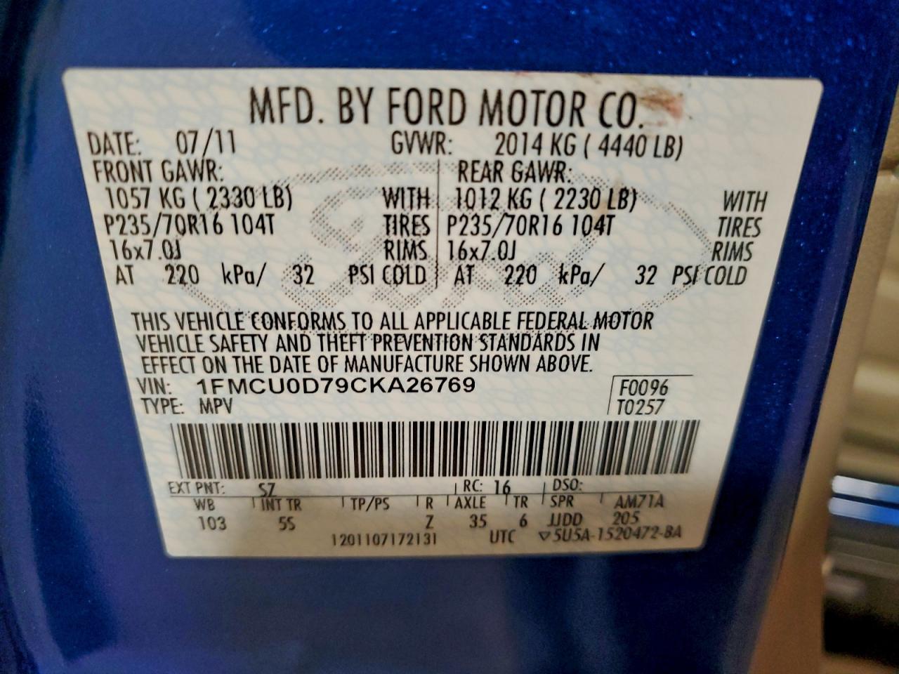 2012 FORD ESCAPE XLT photo 14