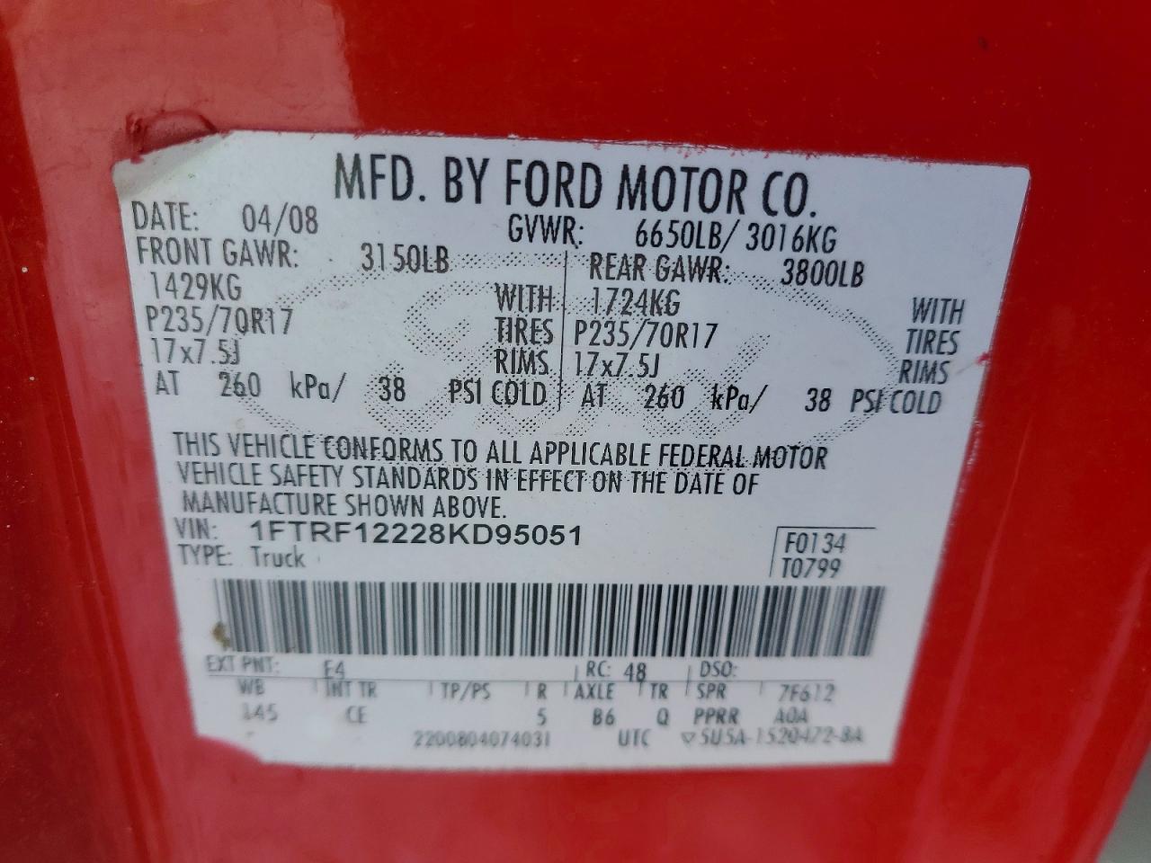 2008 FORD F150 photo 12