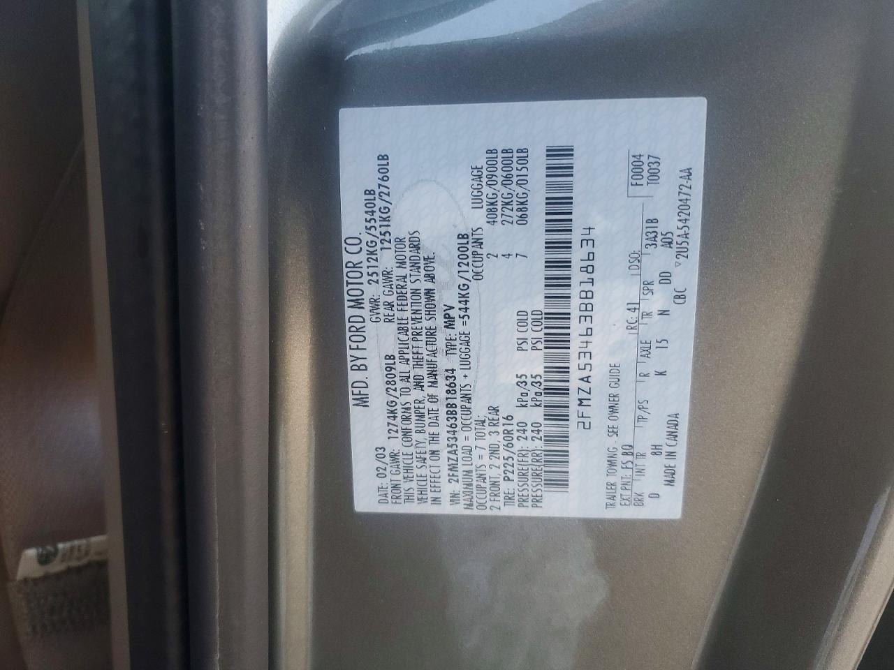 2003 FORD WINDSTAR SEL photo 13