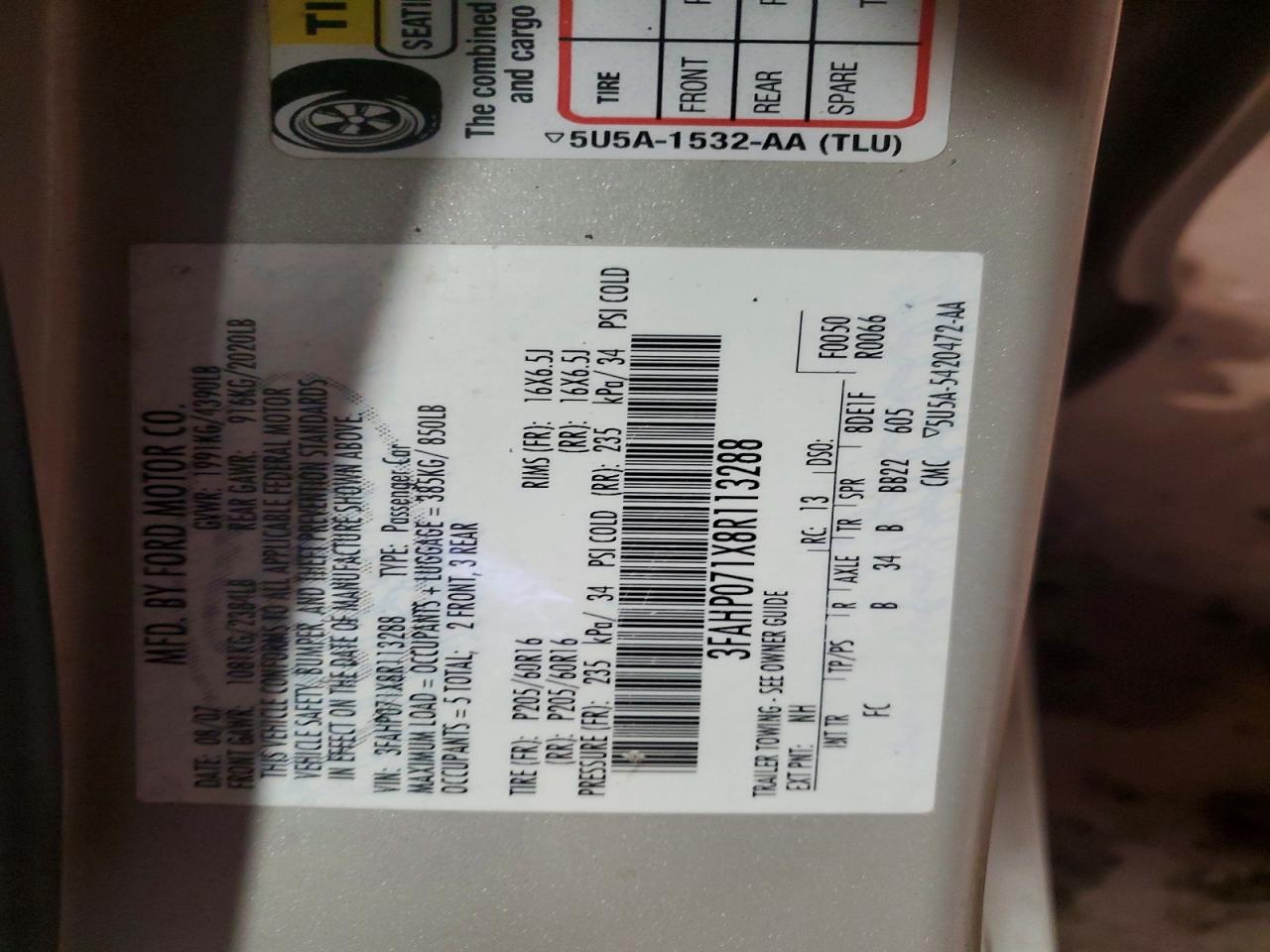 2008 FORD FUSION SE photo 12