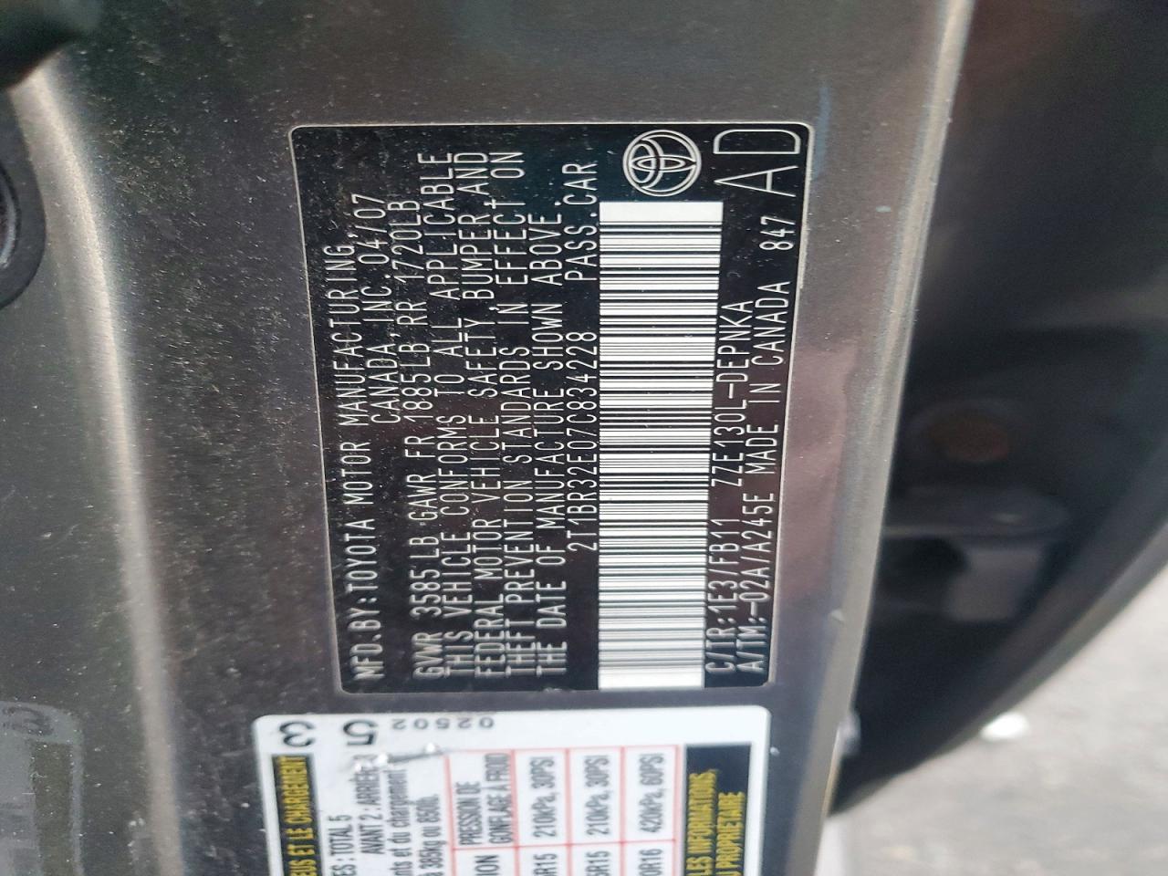 2007 TOYOTA COROLLA CE photo 23