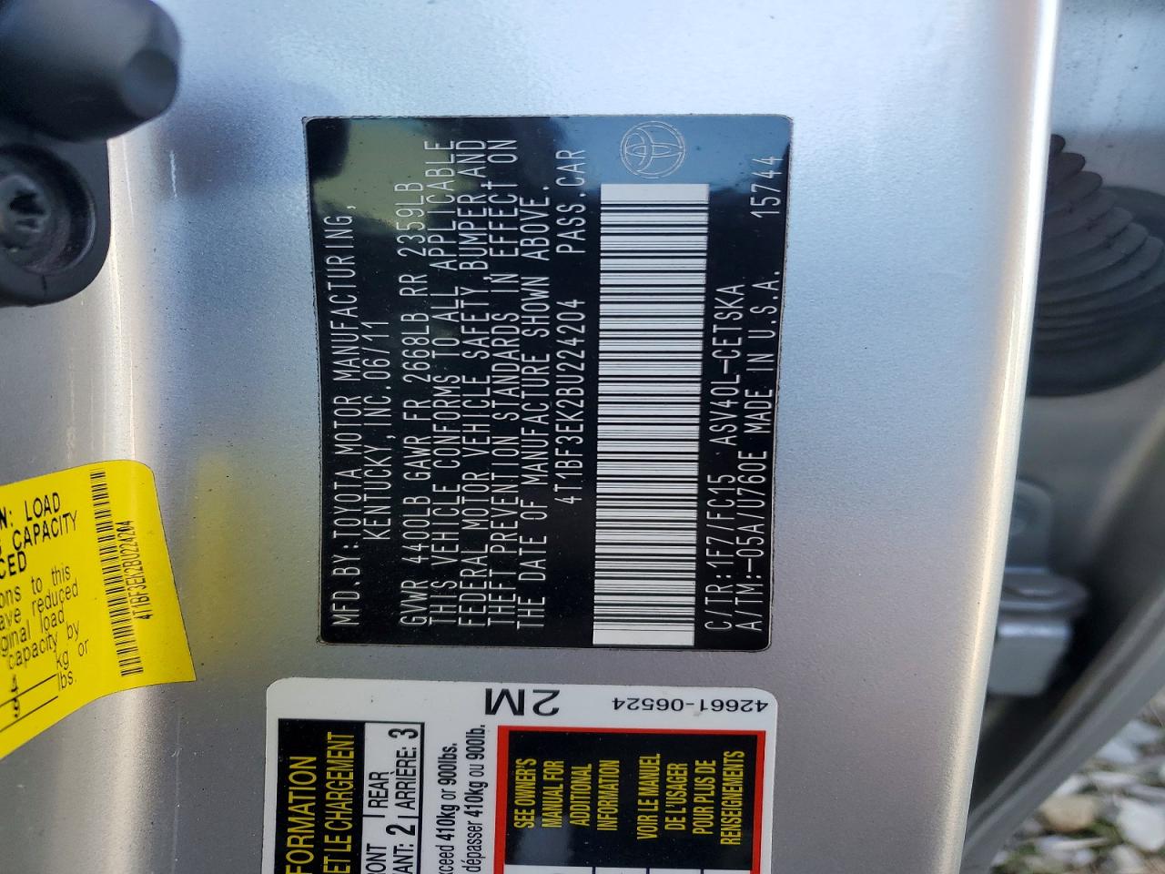 2011 TOYOTA CAMRY BASE photo 13