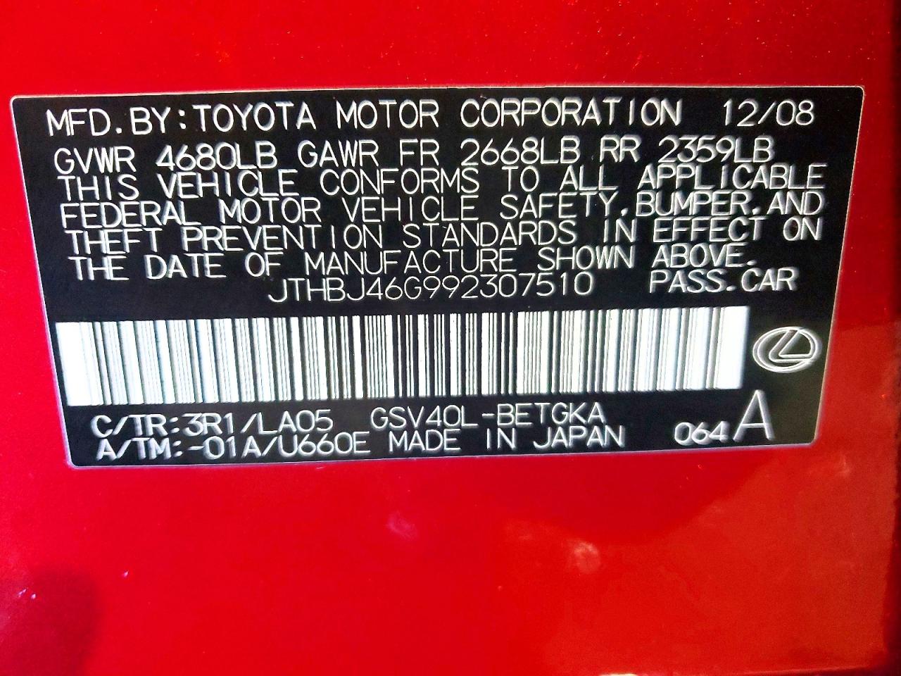 2009 LEXUS ES 350 photo 37