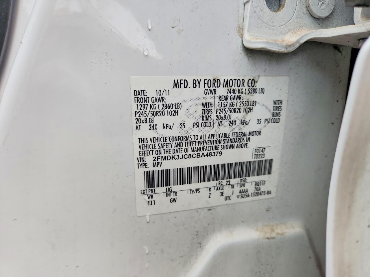 2012 FORD EDGE SEL photo 13