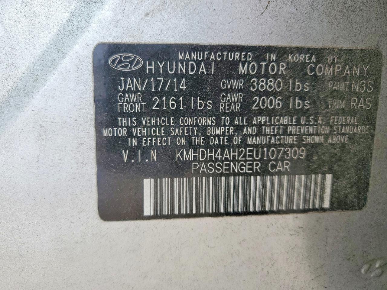 2014 HYUNDAI ELANTRA SE photo 12