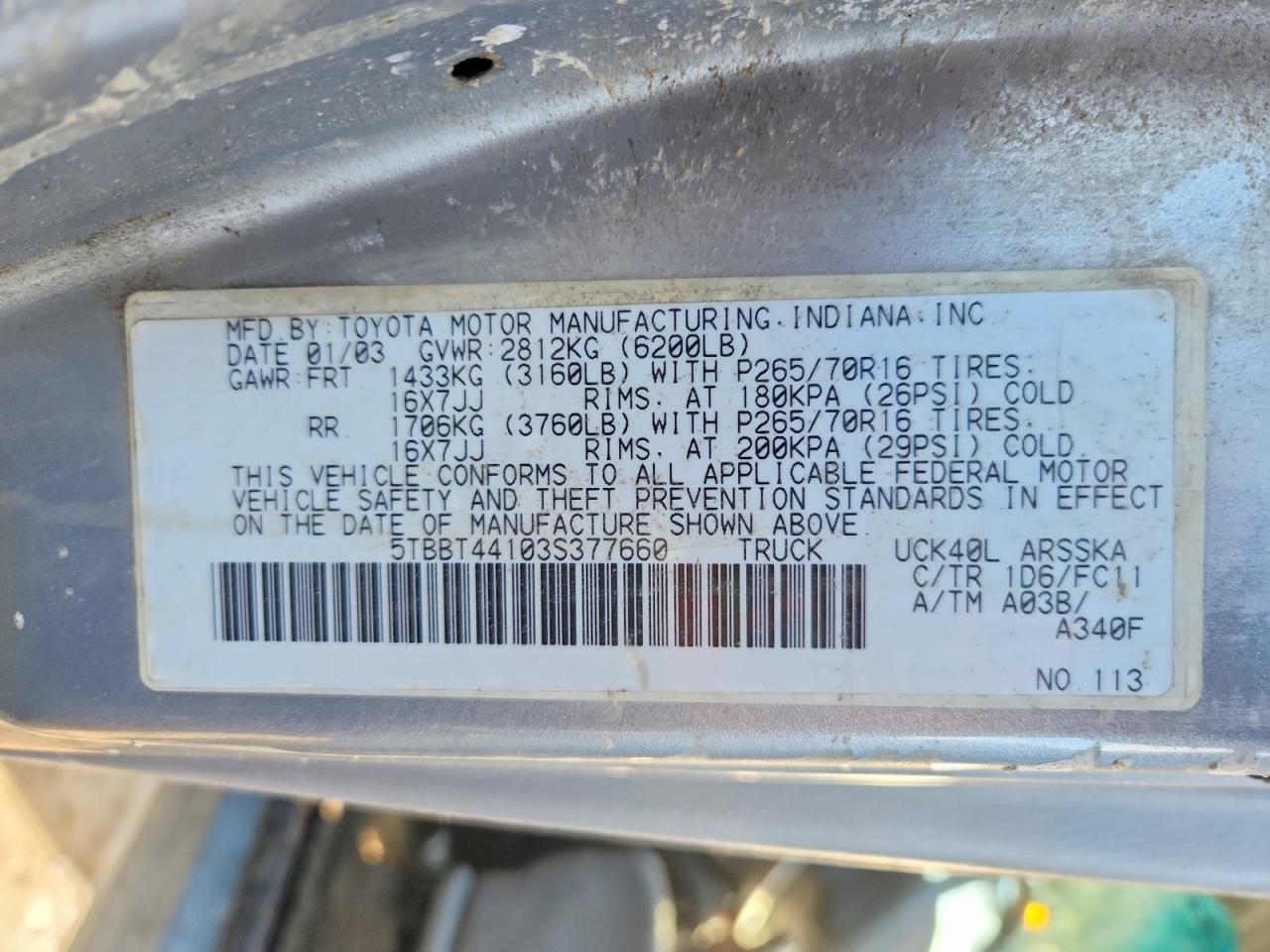 2003 TOYOTA TUNDRA ACCESS CAB SR5 photo 12