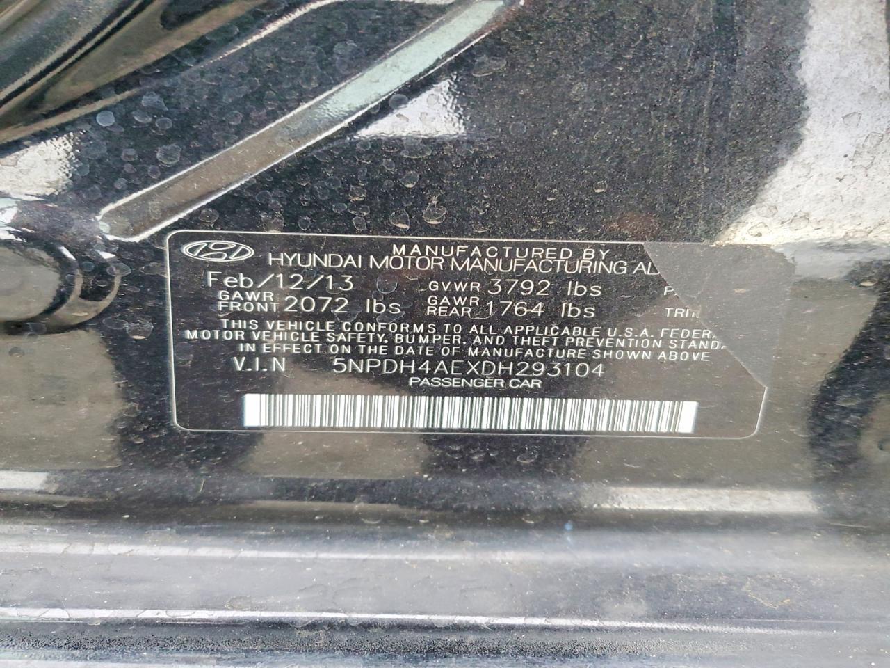 2013 HYUNDAI ELANTRA GLS photo 12