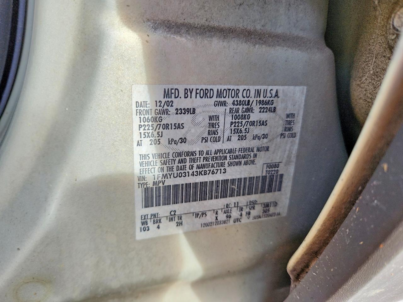 2003 FORD ESCAPE XLT photo 13