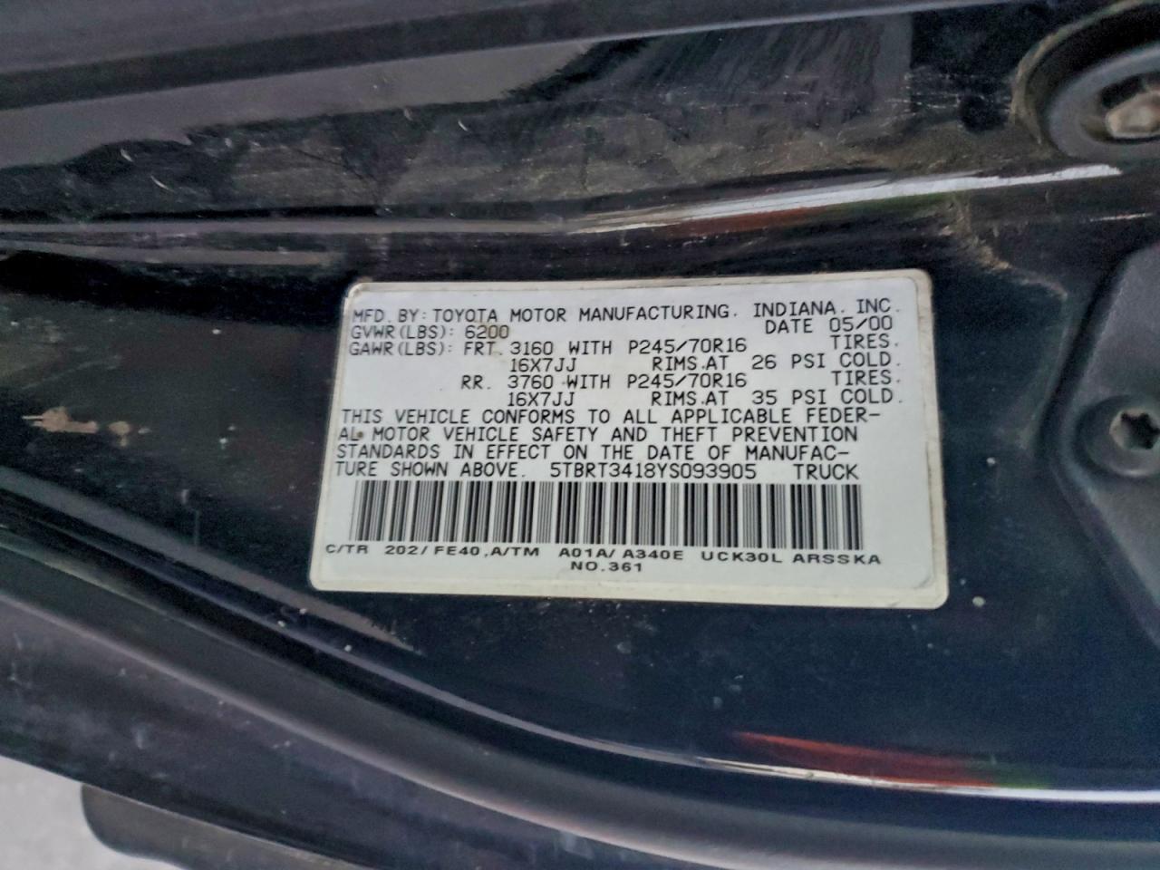 2000 TOYOTA TUNDRA ACCESS CAB photo 12