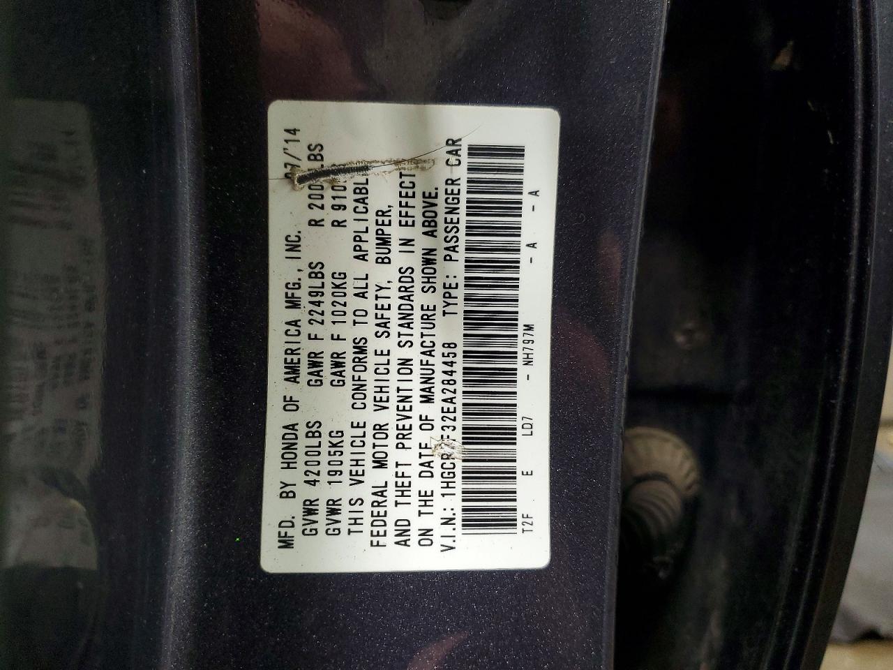 2014 HONDA ACCORD LX photo 12