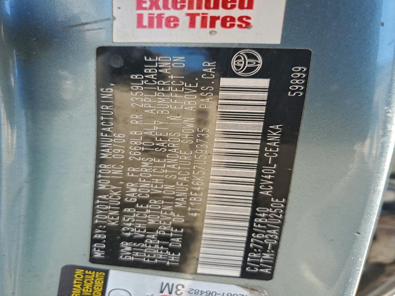 2007 TOYOTA CAMRY CE photo 23