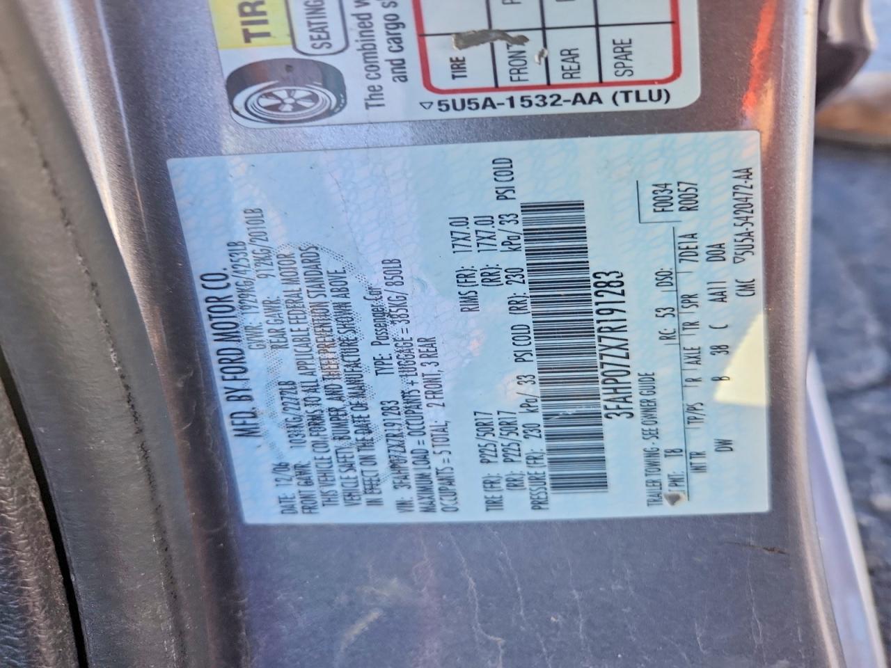 2007 FORD FUSION SE photo 25