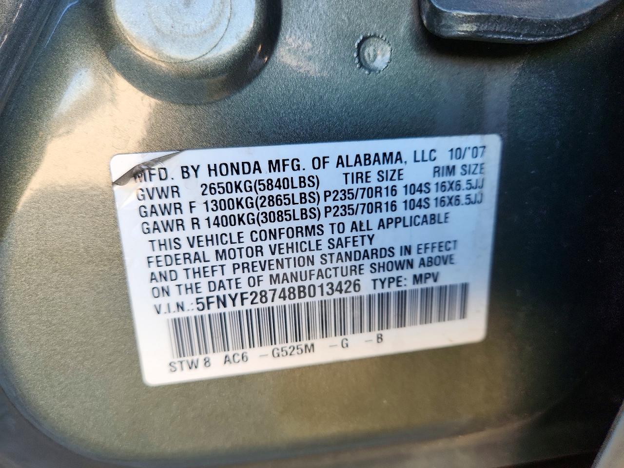 2008 HONDA PILOT photo 13