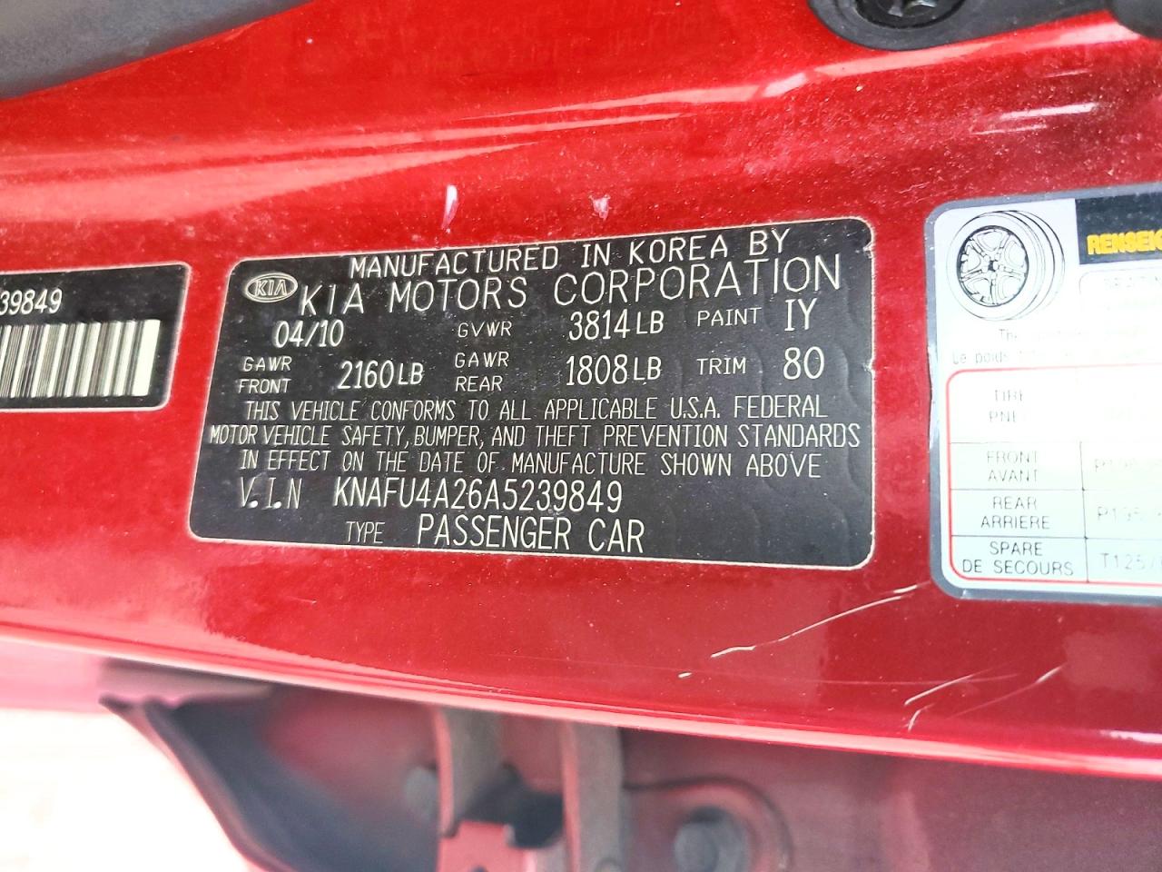 2010 KIA FORTE EX photo 12