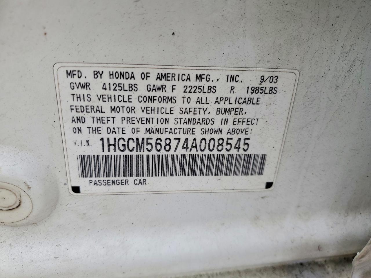 2004 HONDA ACCORD EX photo 34