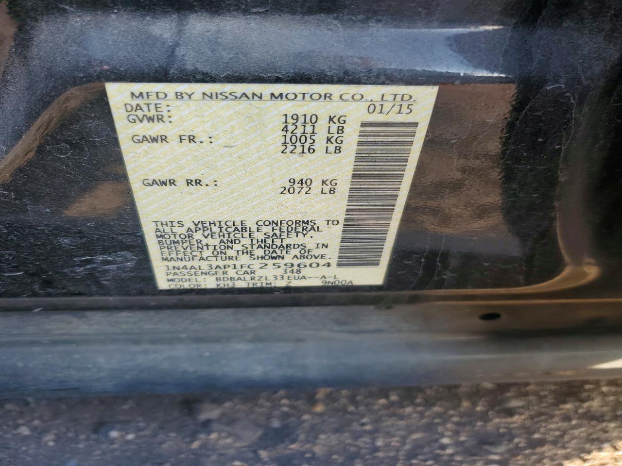 2015 NISSAN ALTIMA 2.5 photo 23