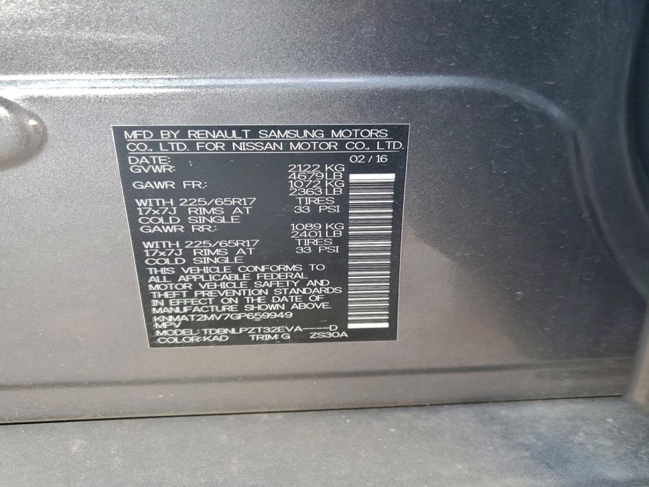 2016 NISSAN ROGUE S photo 37