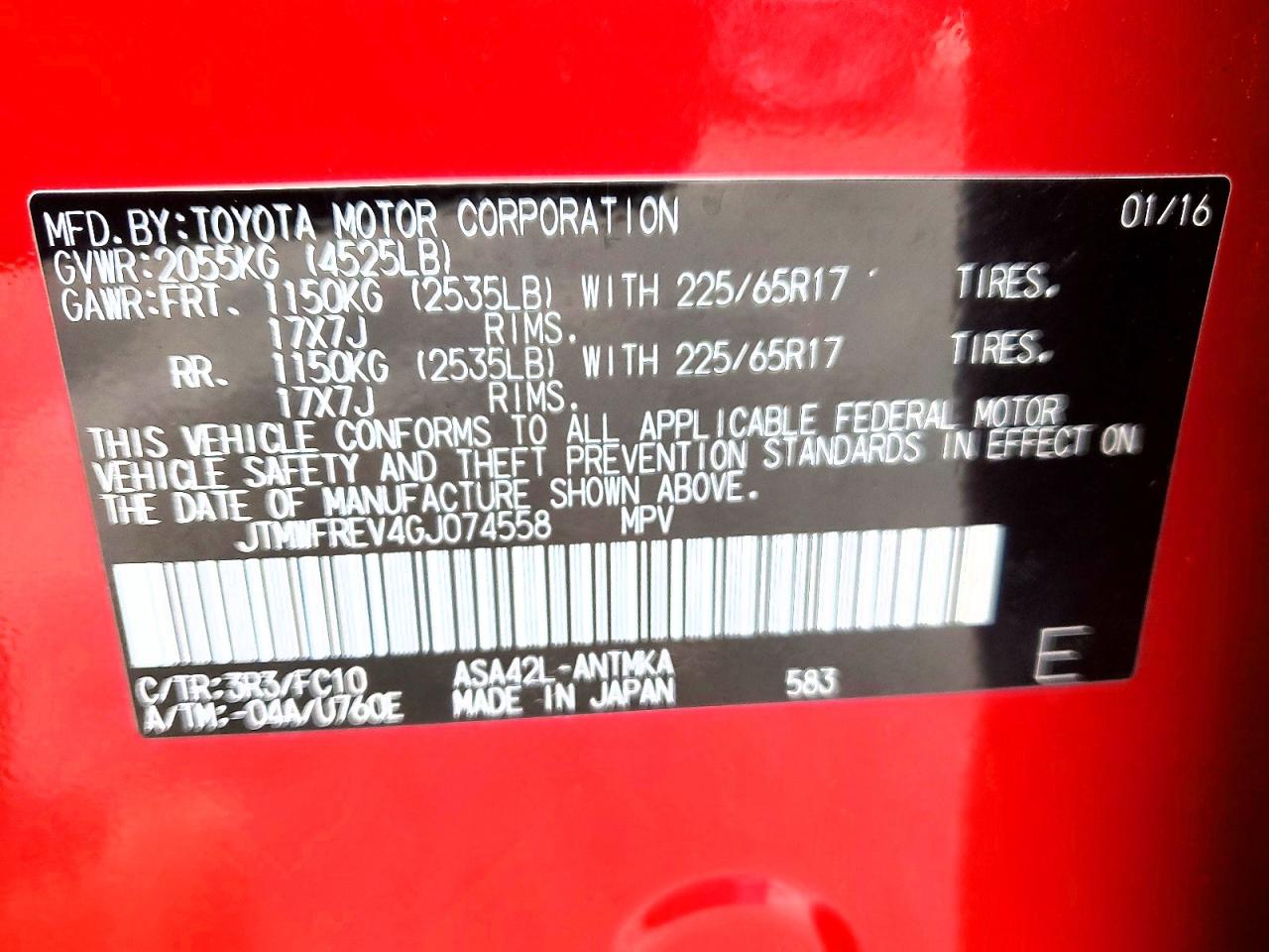 2016 TOYOTA RAV4 XLE photo 13