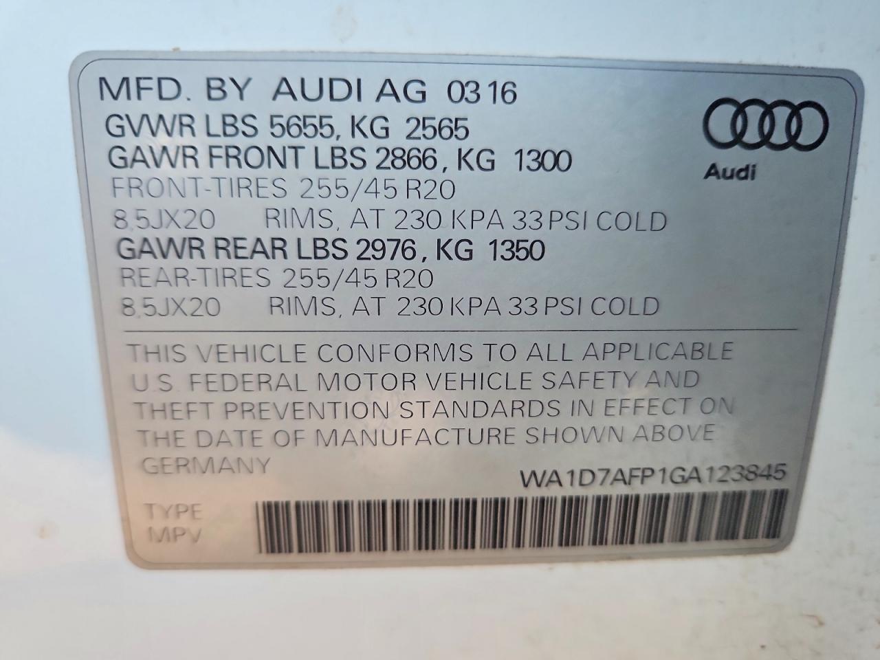 2016 AUDI Q5 PREMIUM PLUS S-LINE photo 12