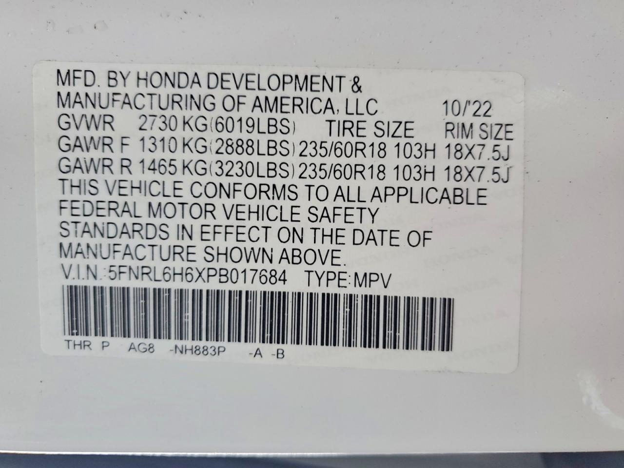 2023 HONDA ODYSSEY EXL photo 13