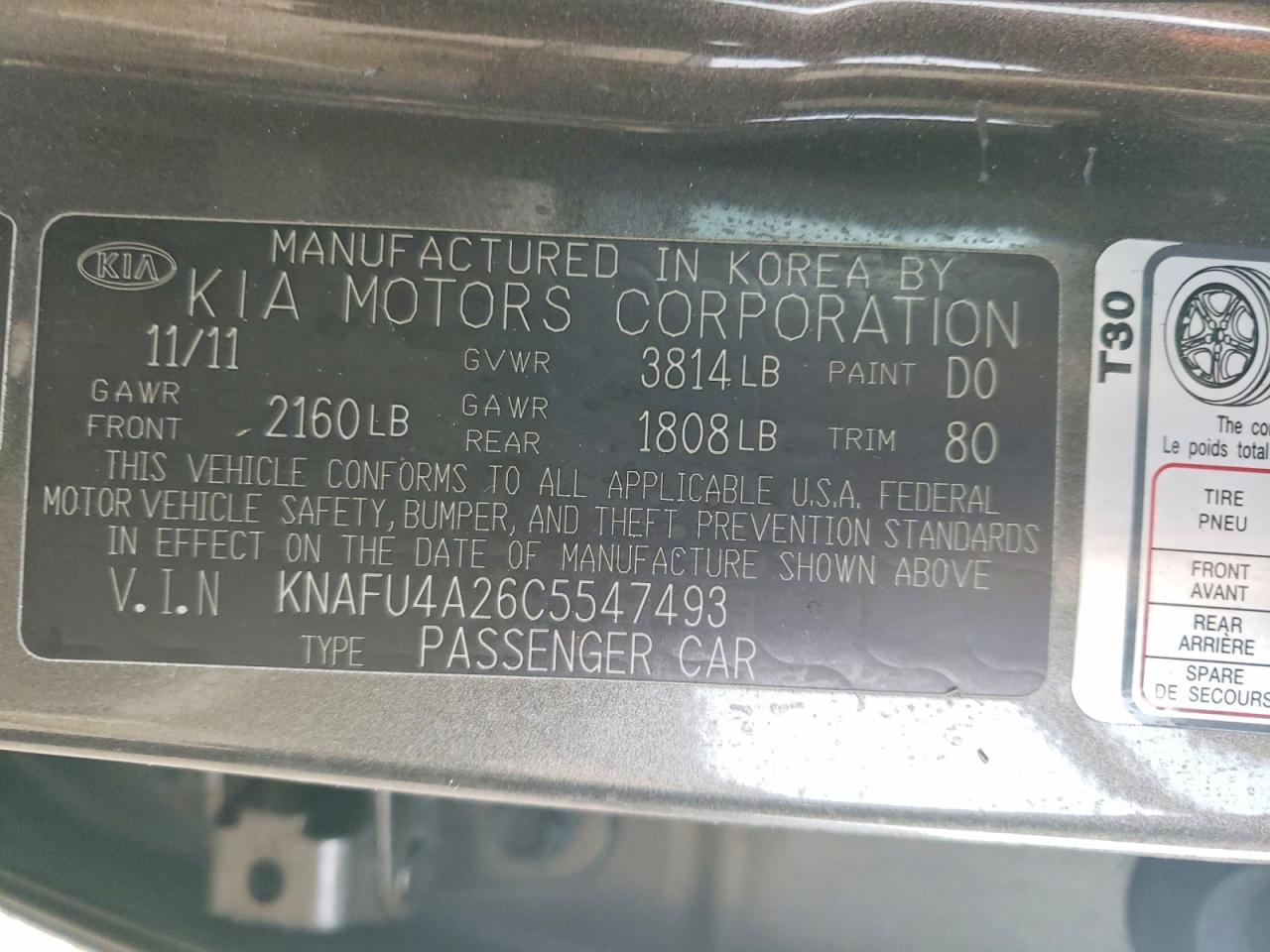 2012 KIA FORTE EX photo 12