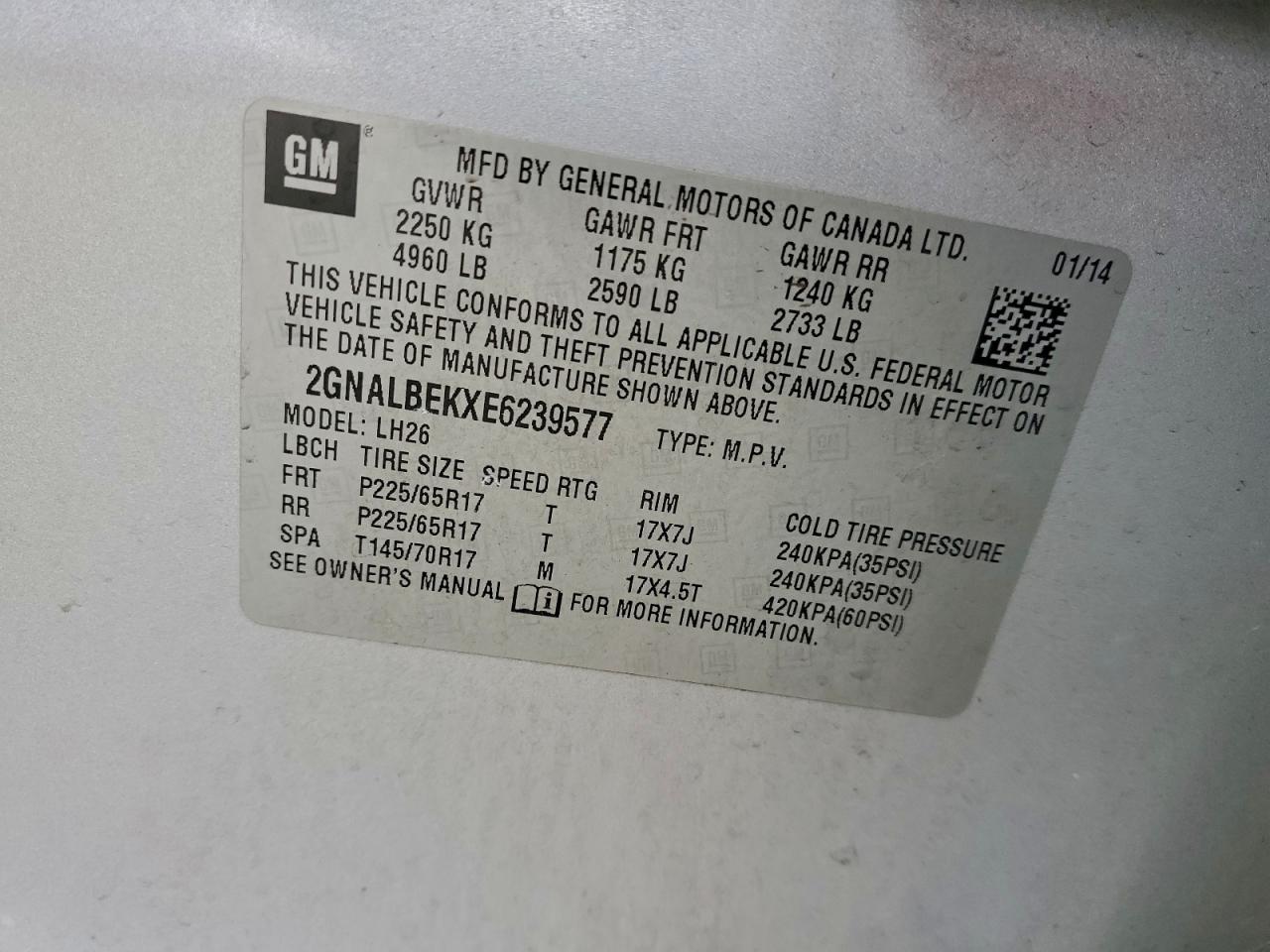 2014 CHEVROLET EQUINOX LT photo 13