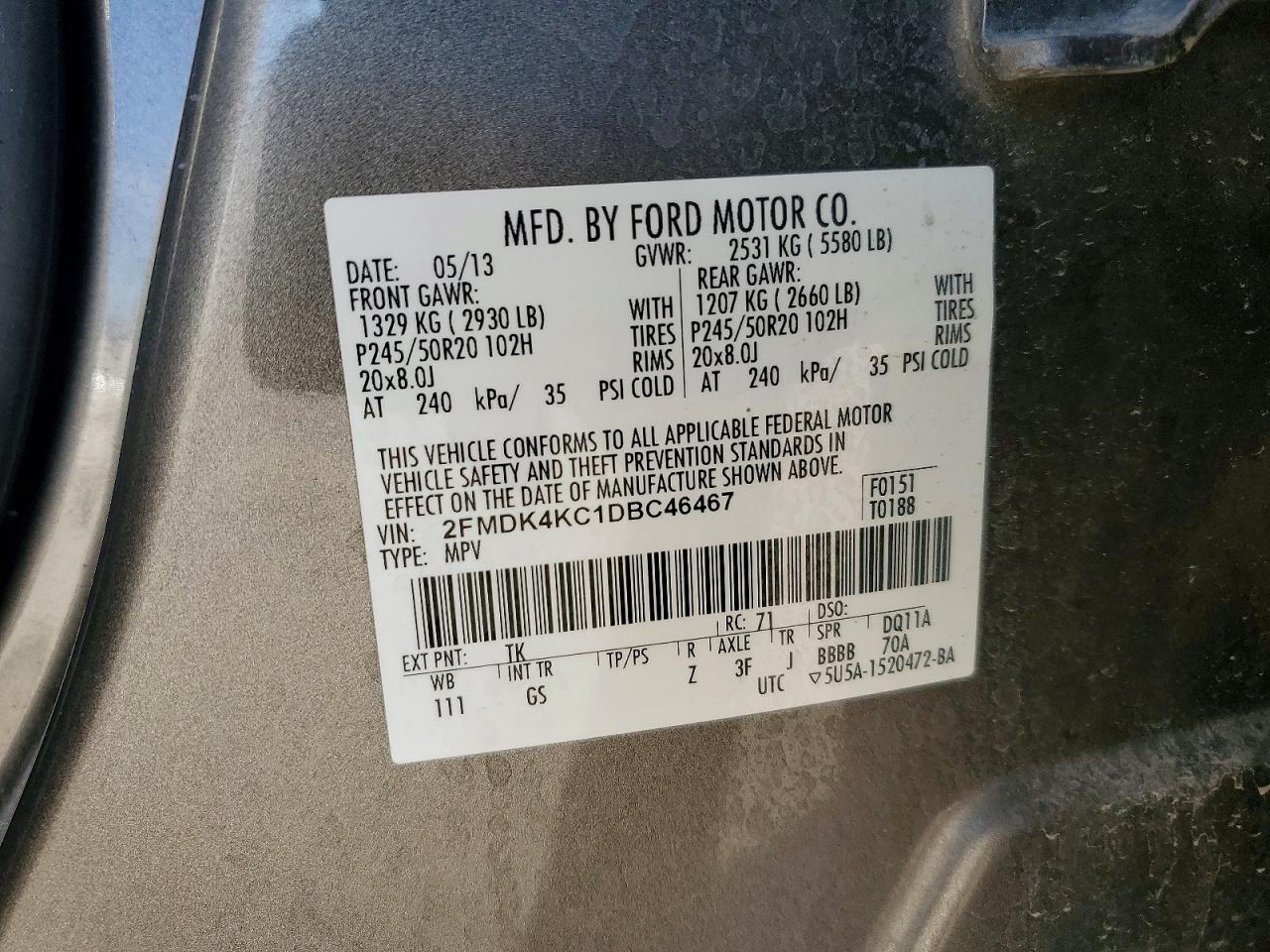 2013 FORD EDGE LIMITED photo 13