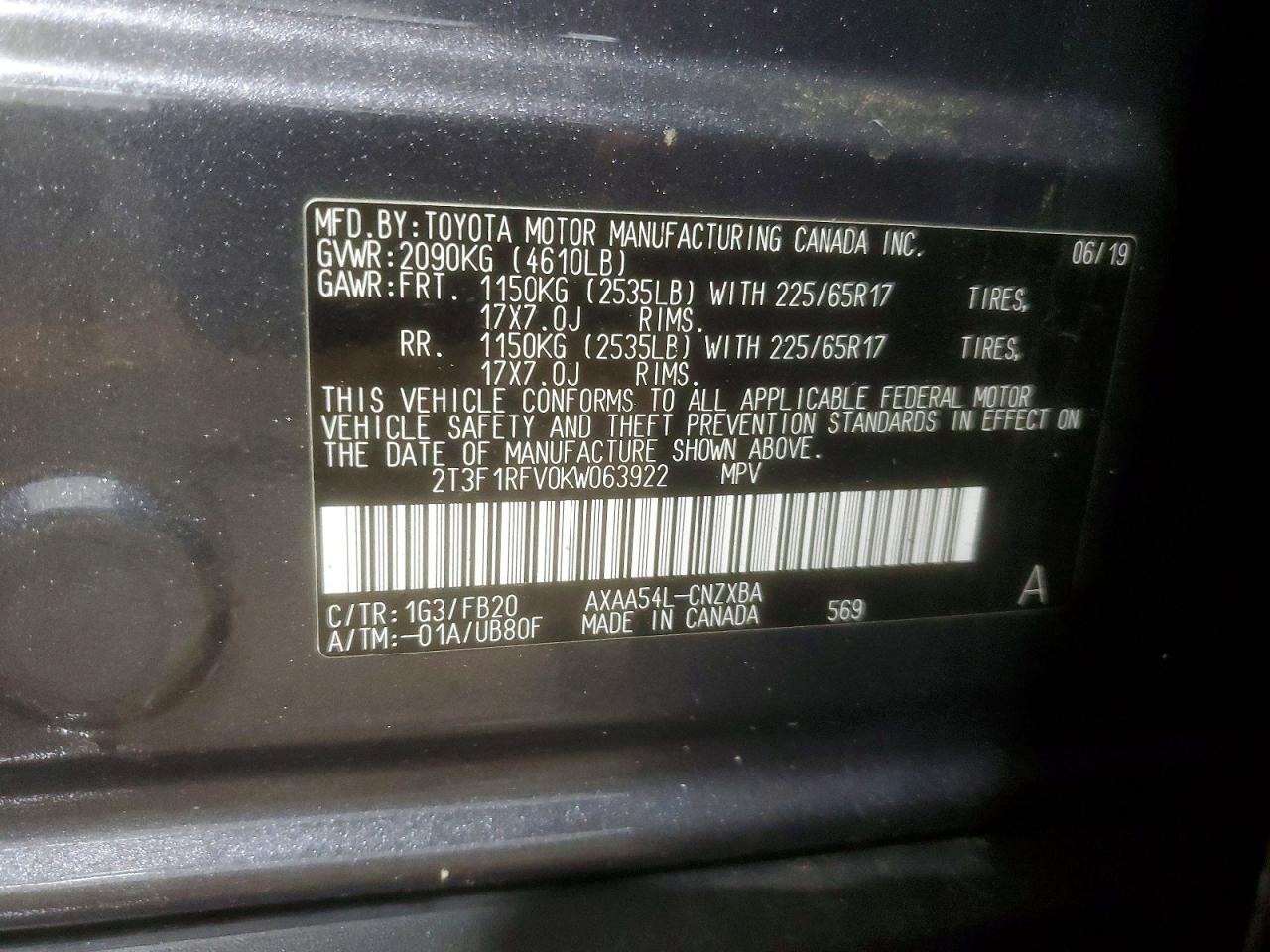 2019 TOYOTA RAV4 LE photo 13