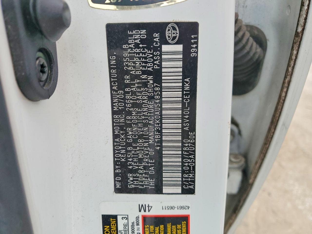 2010 TOYOTA CAMRY BASE photo 23
