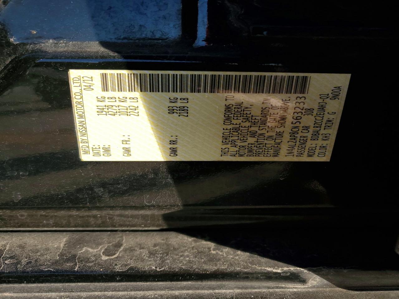 2012 NISSAN ALTIMA BASE photo 34